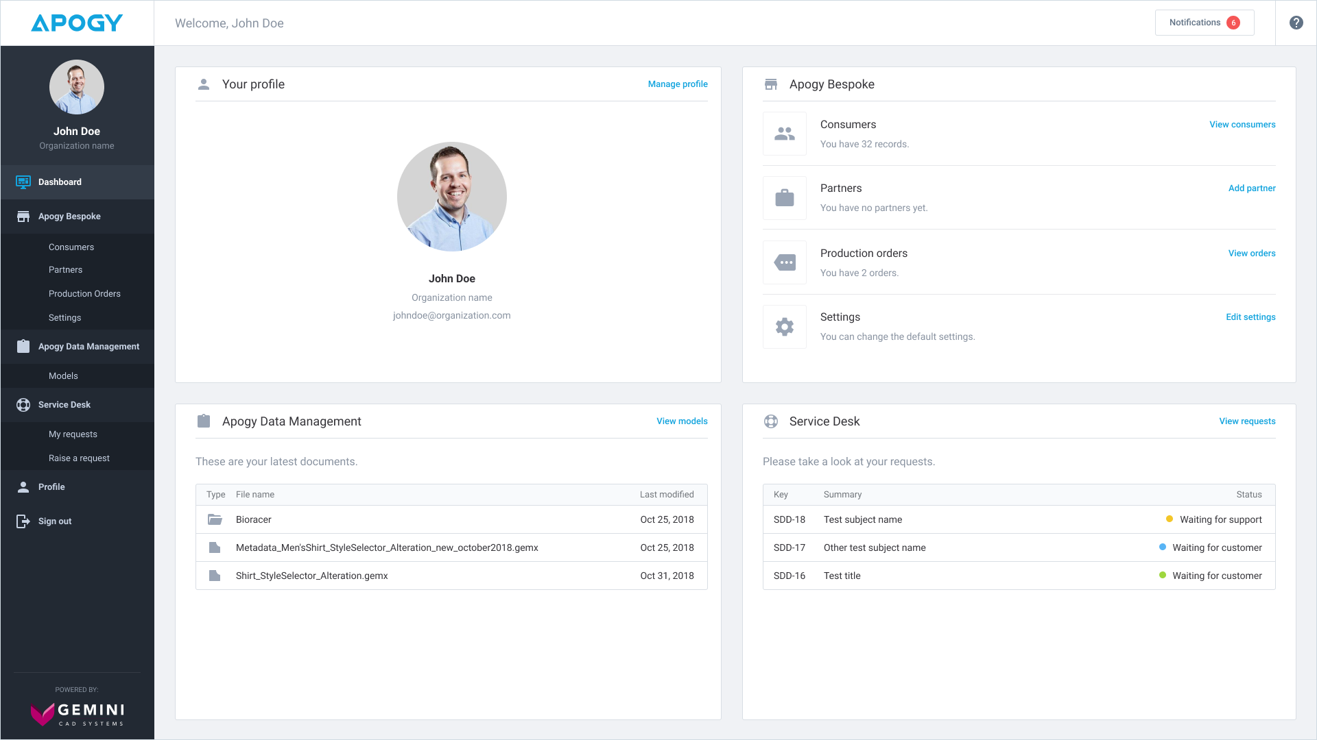 Apogy, dashboard